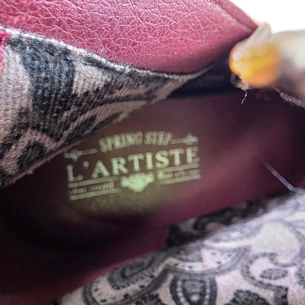 Spring Step L'Artiste Ankle Boots Brown Floral Leather Heels Womens 37 6 - Picture 8 of 8